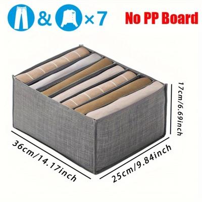 TEMU Space-saving Foldable Clothing Organizer Box, Durable Fabric Storage Case, With 7/9 Compartments, Clear Grid Viewing Window, Fragrance-free For Pants, Jeans, And Sweaters Image
