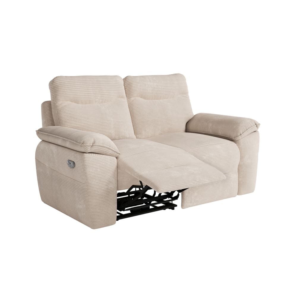 Canapé de relaxation électrique 2 places en velours côtelé beige
