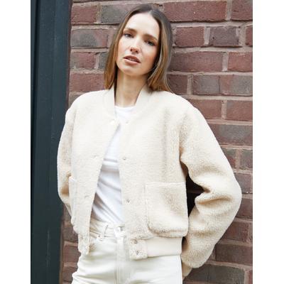 Threadbare Women's Ecru Borg Bomber Jacket