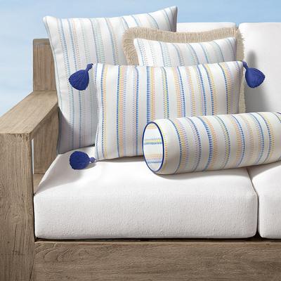 Regina Stripe Indoor/Outdoor Pillow - Glacier, 20" x 20" Square Glacier, 20" x 20" Square in Glacier with Knife Edge - Frontgate