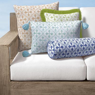 Mallorie Tile Indoor/Outdoor Pillow - Tangerine, 20" x 20" Square Tangerine, 20" x 20" Square in Tangerine with Knife Edge - Frontgate