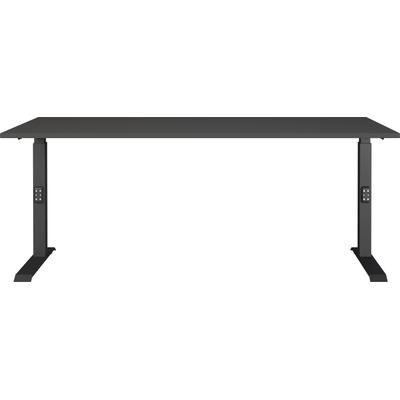 Schreibtisch GERMANIA "Lemont", grau (graphit, schwarz, graphit), B:180cm H:68cm T:80cm, Tische, Mechanisch höhenverstellbarer Schreibtisch Image