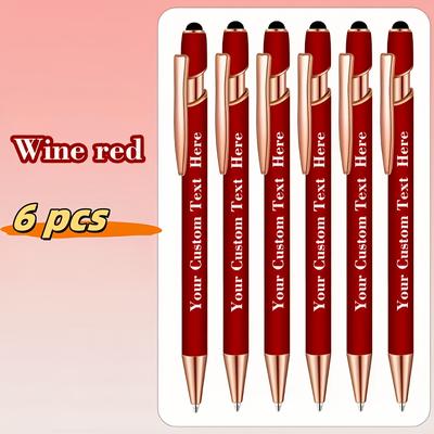 TEMU Luxury Rose Golden Custom Ballpoint Pens - 6pcs With Personalized Names, Soft Rubber Grip, Retractable Medium Point, Elegant Design, Ideal For Christmas & Birthday Gifts, Image