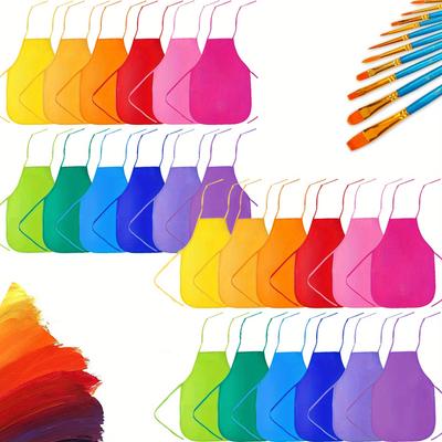 TEMU 24pcs Vibrant Mini Painting Aprons For Artists - Durable, Adjustable Fabric Aprons For Kitchen, Classroom & Crafts Image