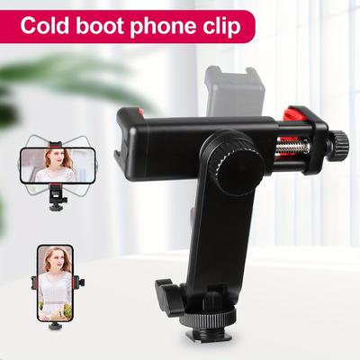 TEMU Zomei Shoe Mount For Phone, Universal Smartphone Tripod Adapter, 360° Rotation, Adjustable Clamp, With Dual Cold Shoe Ports For Video Recording And Photography Accessories Image