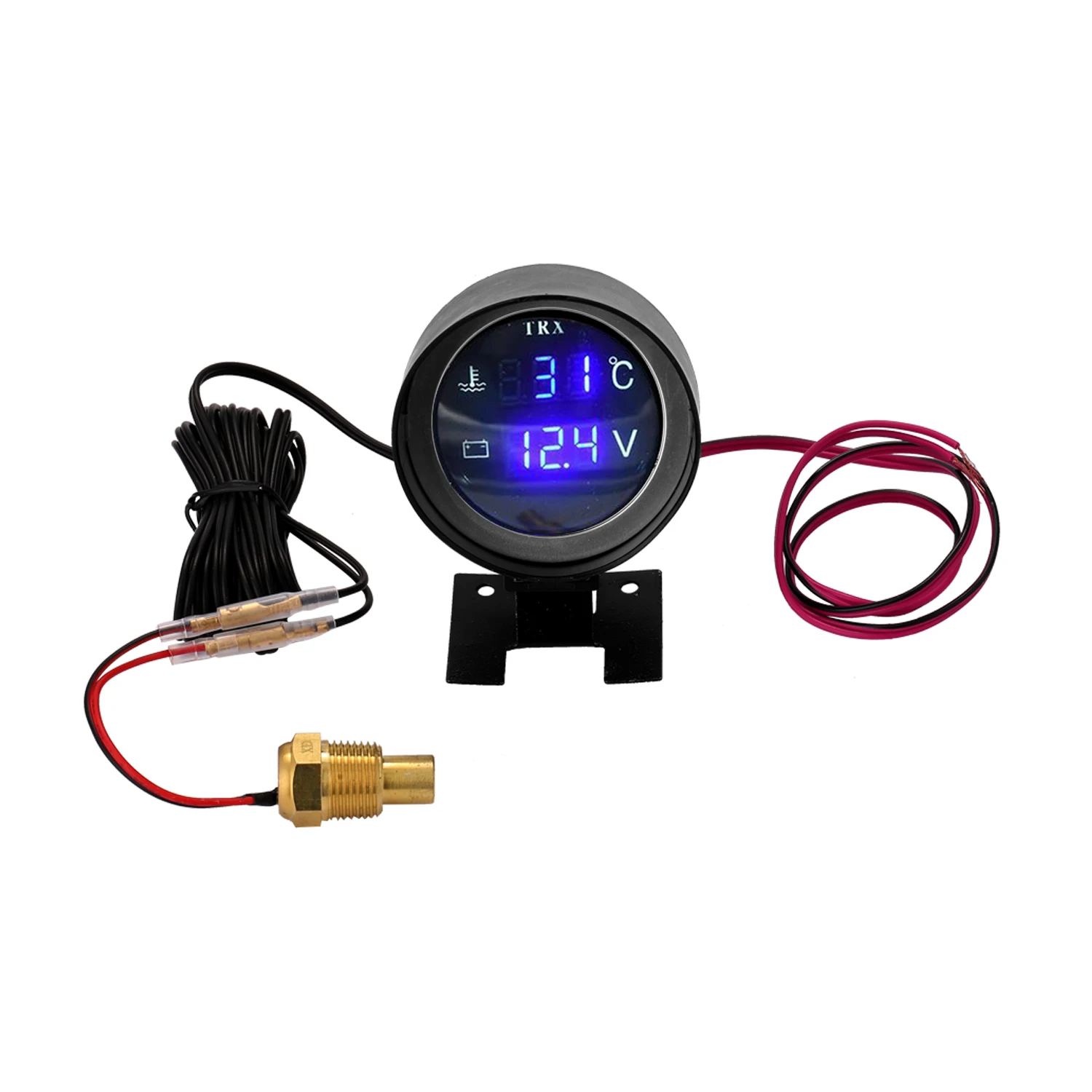 Round Led Digital Car Truck misuratore di Temperatura dell'acqua sensore di Temperatura Temperatura Moto + voltmetro Volt voltmetro 2 in 1 12.0V 24V