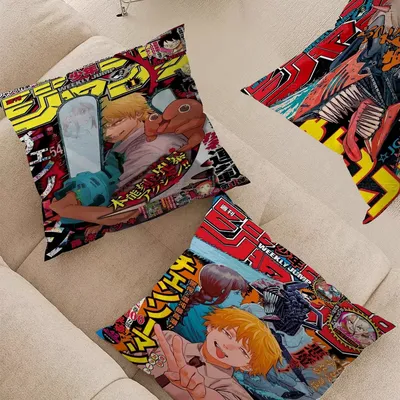 Chainsaw Man Anime Kissenbezug 30x50 Polyester Sofakissen Dekorative Kissen Heimdekoration Kissenbezug Image