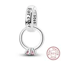 Anello nuziale in vero argento sterling 925 al 100% ti sposare con ciondoli perline gioielli adatti braccialetto originale 925 per le donne regalo fai da te