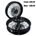 Cerchi anteriori posteriori da 1,85x12 pollici Cerchi in lega di alluminio Mozzo nero con pignone e disco freno per moto KLX CRF Kayo BSE Dirt Pit Bike