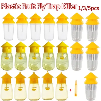 1/3/5PCS Plastic Fruit Fly Trap Killer Drosophila Trap Anti Fly Fruit Fly Killer Catcher Orchard Insect Trap Pest Control