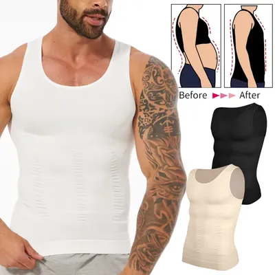 Männer Abnehmen Body Shaper Bauch-steuer Shapewear Brust Kompression Shirts Bauch Abnehmen Weste Taille Trainer Korsett Tank Top Image