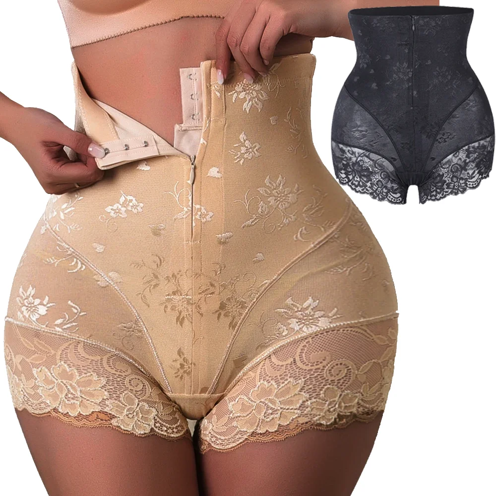 Frauen Shaper Höschen Sexy Spitze Shaper Body Shaper mit Reißverschluss Bauch Steuer Höschen Shapewear Bauch Abnehmen Gürtel Unterwäsche Image