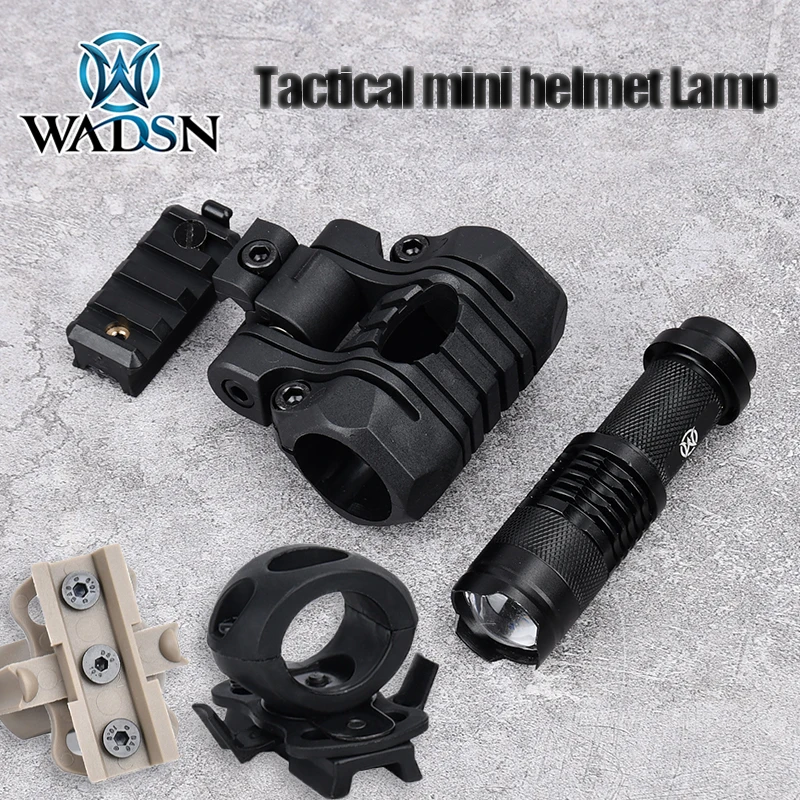 Wadsn Mini lampada per casco Torcia a LED a luce bianca adatta per CASCO VELOCE Segnale tattico esterno Attrezzatura da caccia ottica Morsetto in nylon