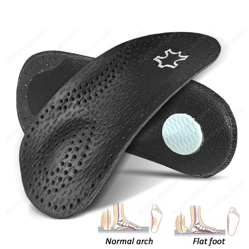 KOTLIKOFF Orthesen-Einlegesohlen aus Leder, orthopädische Plattfüße, Fersenschmerzen, Fußgewölbeunterstützung für Mann und Frau, Business-Einlegesohlen, Sohleneinsatz Image