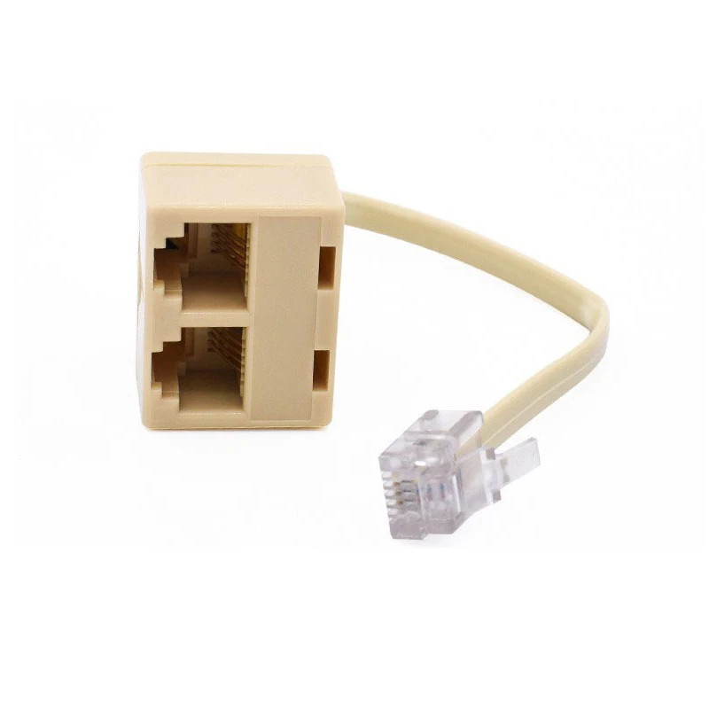 RJ11 6P4C 1 auf 2 Draht Adapter Telefon Ethernet Kabel Konverter Festnetz Stecker auf Buchse Stecker Separator 1 In 2 Out Kabel Splitter Image