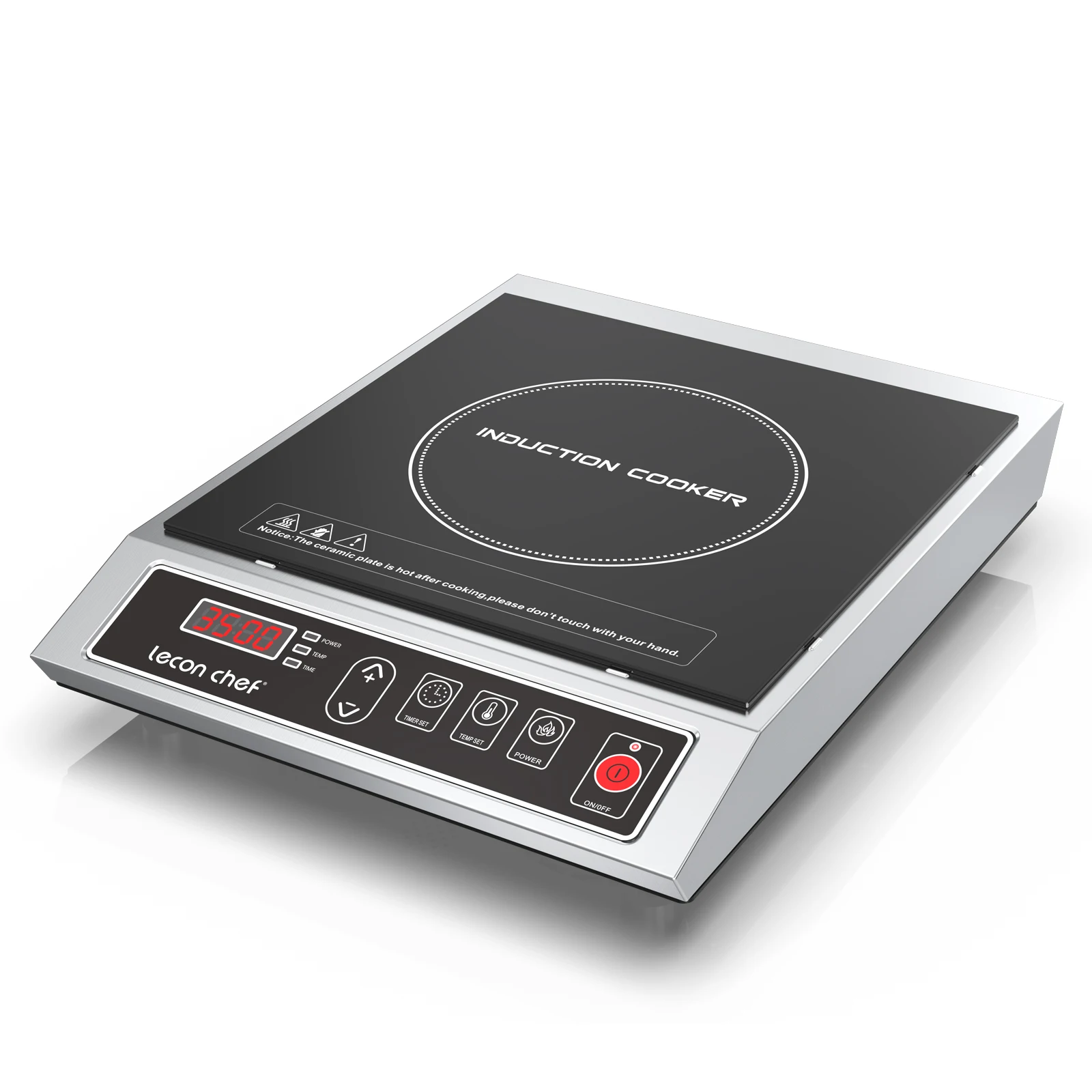 Lecon Chef Induktionskochplatte, 3500 W Einzelinduktionskochfeld, Kochplatte, 50 kg große Tragfähigkeit, Edelstahlgehäuse Image