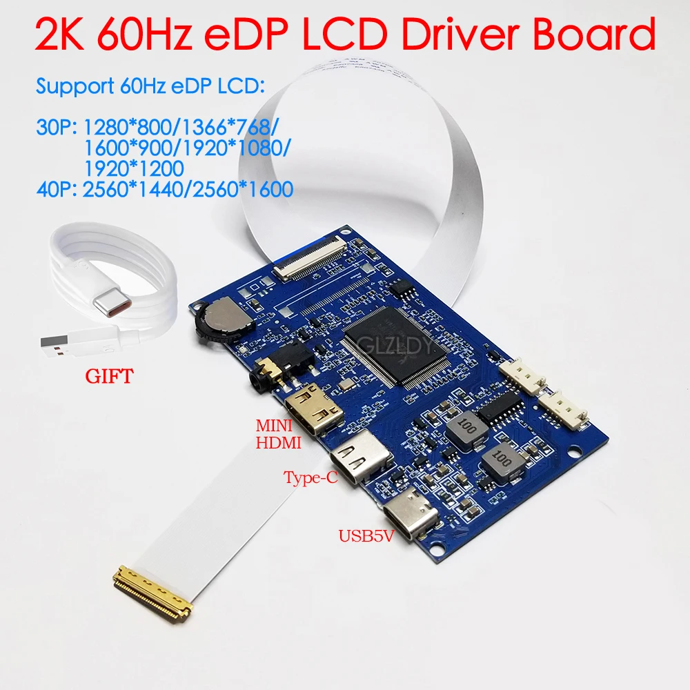 60 Hz 1366 x 768 2560 x 1600 2K 30/40PIN HDMI Typ-C zu EDP Treiberplatine EDP Signalbildschirm Controller Board Tragbares LED-LCD-Display Image