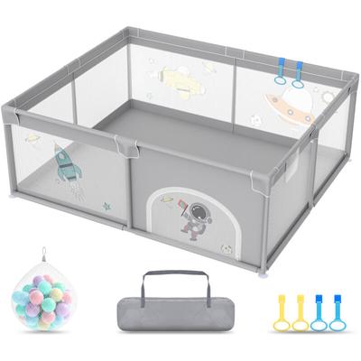 AUFUN Baby Laufgitter Laufstall Absperrgitter 180x150cm Aktivitätszentrum mit Rutschfester Basis,