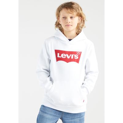 Kapuzensweatshirt LEVI'S KIDS "LVB BATWING PULLOVER HOODIE", Jungen, Gr. 14/164, weiß, Sweatware, Obermaterial: 60% Baumwolle, 40% Polyester, bedruckt, casual, Basic schmal hüftlang, Langarm Rippbündchen, Sweatshirts, for BOYS Image