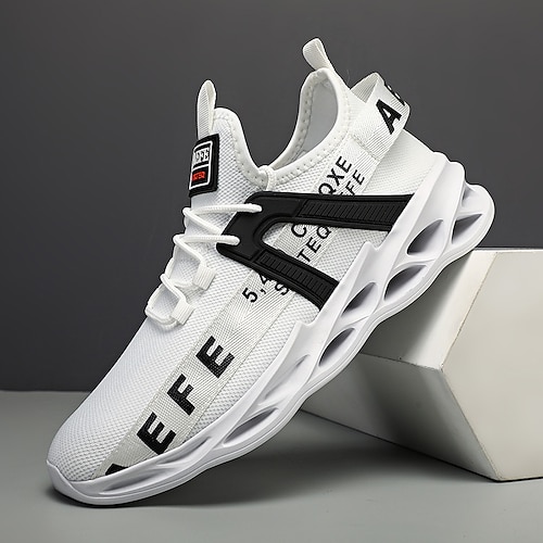 Herren Sneaker Fliegendes Gewebe Bequem Rutschfest Loafer Schwarz Weiß Gelb Image