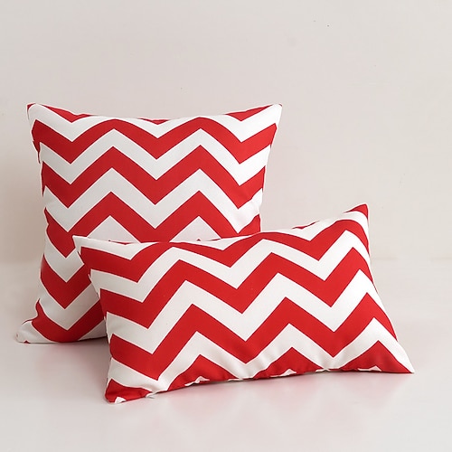 wasserdichter Kissenbezug für den Außenbereich gestreift für Terrasse, Garten, Sofa, Couch, Wohnzimmer Image