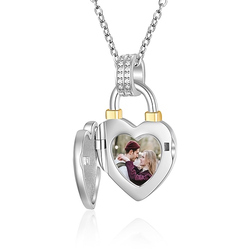 Personalisierte Herz-Foto-Locket-Halskette Individuelles bestes Geschenk für Mama – Individuelles Hochzeitsgeschenk mit Foto im Inneren Einstellbare Geburtssteinfarbe Ideal für besondere Anlässe Image
