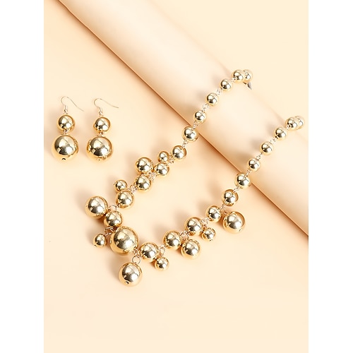 Statement-Set aus goldener Halskette und Ohrringen – auffälliger Schmuck im Blasendesign für Frauen, perfekt für Partys, Hochzeiten und besondere Anlässe Image