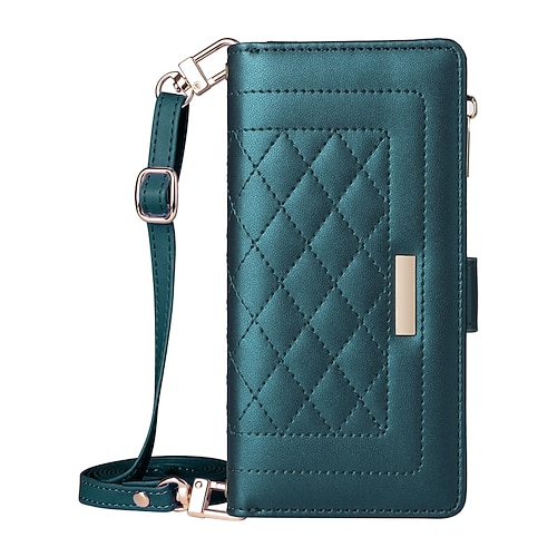 Handy Hülle Handyhüllen Für S26 Ultra Plus S25 S24 S23 S24 FE S22 S21 Ultra Plus A55 5G A35 5G A25 Rückseite Mit Ständer Reisverschluss mit Trageriemen Retro TPU PU-Leder Image