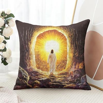 Dekorativer Kissenbezug mit Jesus-Motiv, 1 Stück, weicher, quadratischer Couchkissenbezug für Schlafzimmer, Wohnzimmer, Sofa, Stuhl