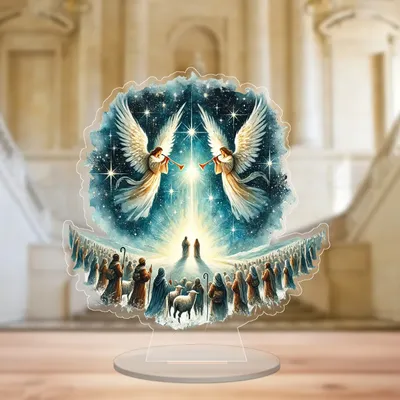 Elegant Acrylic Nativity Scene Plaque with Stand - Ideal for Desk & Living Room Decor, Perfect