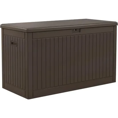 Lockable&Waterproof (Brown) Storage Shed Outdoor Sheds 260 Gallon Extra Large Deck Box 1000lbs Load