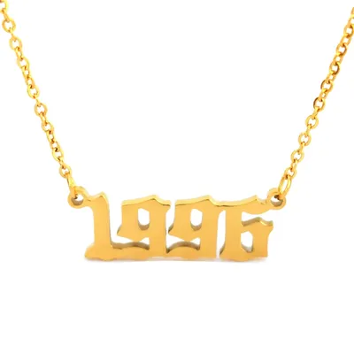 Old English Number Necklaces Women Custom Jewelry Year 1991 1992 1993 1994 1995 1996 1997 1998 1999