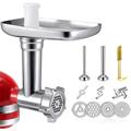 Kitchenaid - Tritacarne Compatibile con Accessori Tubi per Insaccare Salsicce con 4 Dischi