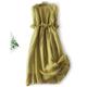 Per donna Abito maxi Abiti in cotone e lino Vestito Casual Vestito a ruota Abito lungo in cotone Essenziale Casual Vacanza Quotidiano Vestibilità regolare Semplice Manica 3/4 Girocollo Giallo Rosa