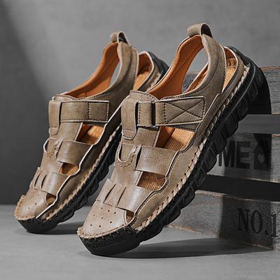 Men's Closed-Toe Suede Sandals - Lightweight Breathable Design with Adjustable Strap, Ideal for Summer Casual and Outdoor Activities