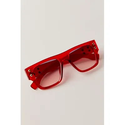 Brisbane Studded Rectangle Sunglasses at Free People in Firecracker