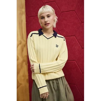 iets frans. Oversized Rugby Jumper - Yellow XL at Urban Outfitters