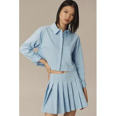 Maeve Stripe Pleated Mini Skirt