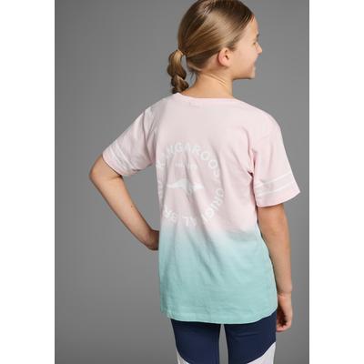 T-Shirt KANGAROOS "Kangaroos mit trendigem Farbverlauf", Mädchen, Gr. 128/134, rosa (rosa, mint), Jersey, Obermaterial: 100% Baumwolle, mehrfarbig, bedruckt, modisch, bequem hüftbedeckend, Rundhals, Kurzarm abgesteppte Kante, Shirts, kurzärmelig,... Image