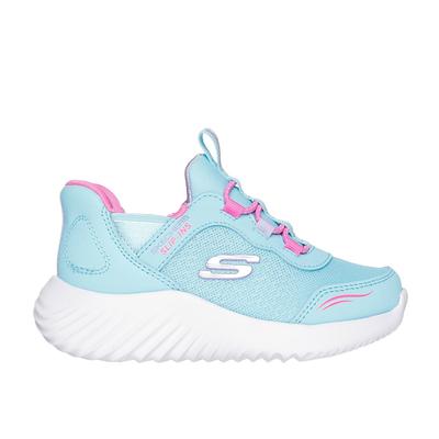 Skechers Girl's Slip-ins: Bounder - Simple Cute Sneaker | Size 5.0 | Turquoise | Synthetic/Textile | Machine Washable