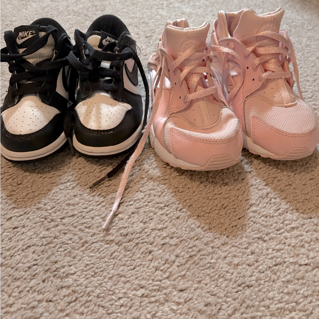 Nike Shoes | Kids Black And White Nike Dunks Size 12 Kids Pink Nike Hurache Size 2 | Color: Black/Pink/White | Size: Various