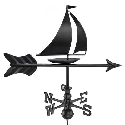 Modern Farmhouse-Inspired Sailboat Cottage / Shed Size Weathervane 8803KR w/Roof Mount - Black Finish by Good Directions