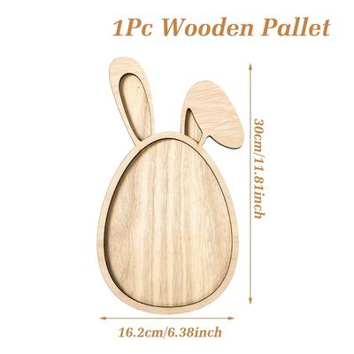 TEMU 1pc Classic Shaped Wooden Tray - Manufactured Wood Decorative Platter For Easter Party Supplies, Home Decor, Spring Table Decoration - No Electricity Or Battery Needed Image