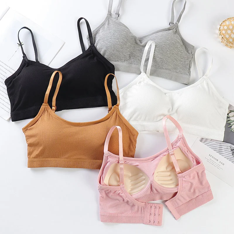 Mit Baumwolle umwickelter, gepolsterter Brust-BH, verstellbarer BH mit Riemen, einteilige, neue, schöne Unterwäsche mit Anti-Fade-Faden Image