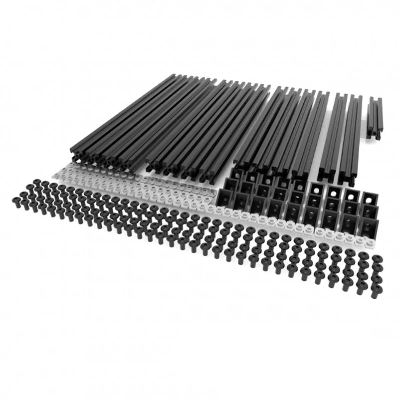 Alle Schwarz/Silber Hypercube 3D Drucker Extrusion Metall Rahmen & Hardware Kit Für DIY HyperCube 3D Drucker/CNC maschine Image