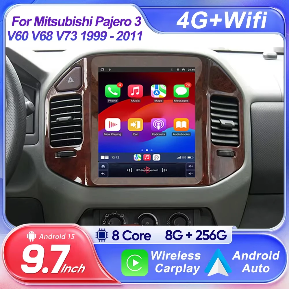 9,7 zoll Android Für Mitsubishi Pajero 3 V60 V68 V73 1999-2011 Carplay Auto Radio Multimedia Player GPS Navigation WIFI 2 Din Image