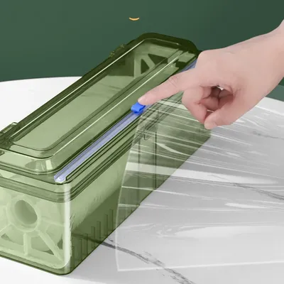 Cling Wrap Dispenser Kunststoff Transparent Nachfüllbare Wrap Cutter Lagerung Box Aluminium Folie Film Dispenser Organizer Küche Werkzeug