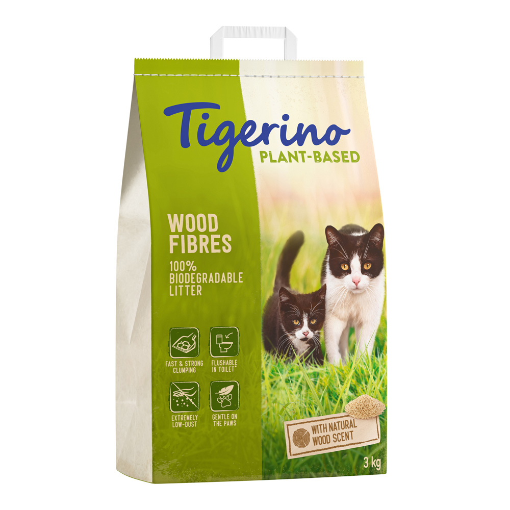 Lettiera Tigerino Plant-Based Fibre di legno - Odore naturale del legno (senza profumo) - 7 L (3 kg)