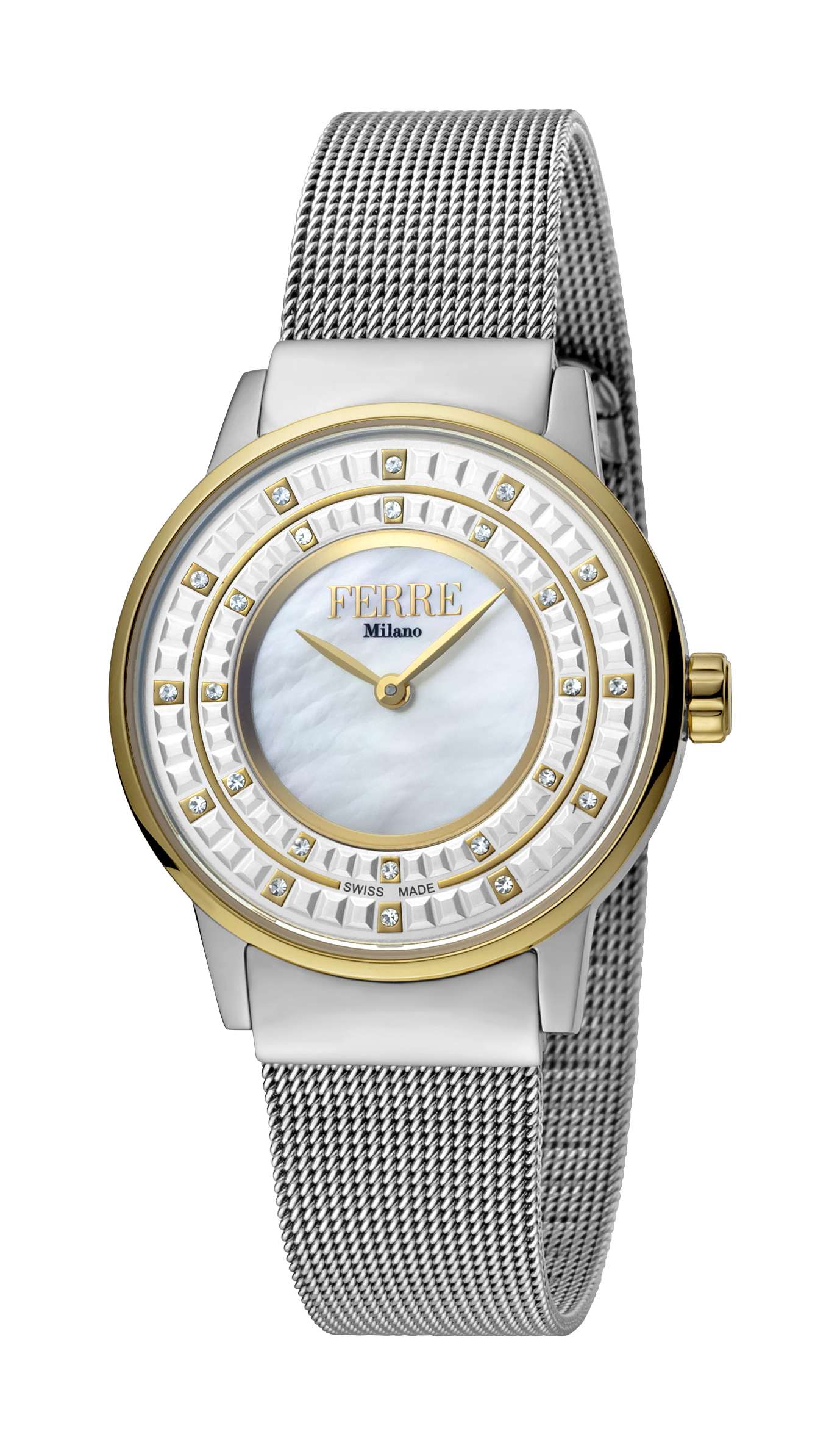 Ferre Milano Womens Ladies Silver Dial Mesh / GP Watch - Silver & Gold - One Size | Ferre Milano Sale | Discount Designer Brands