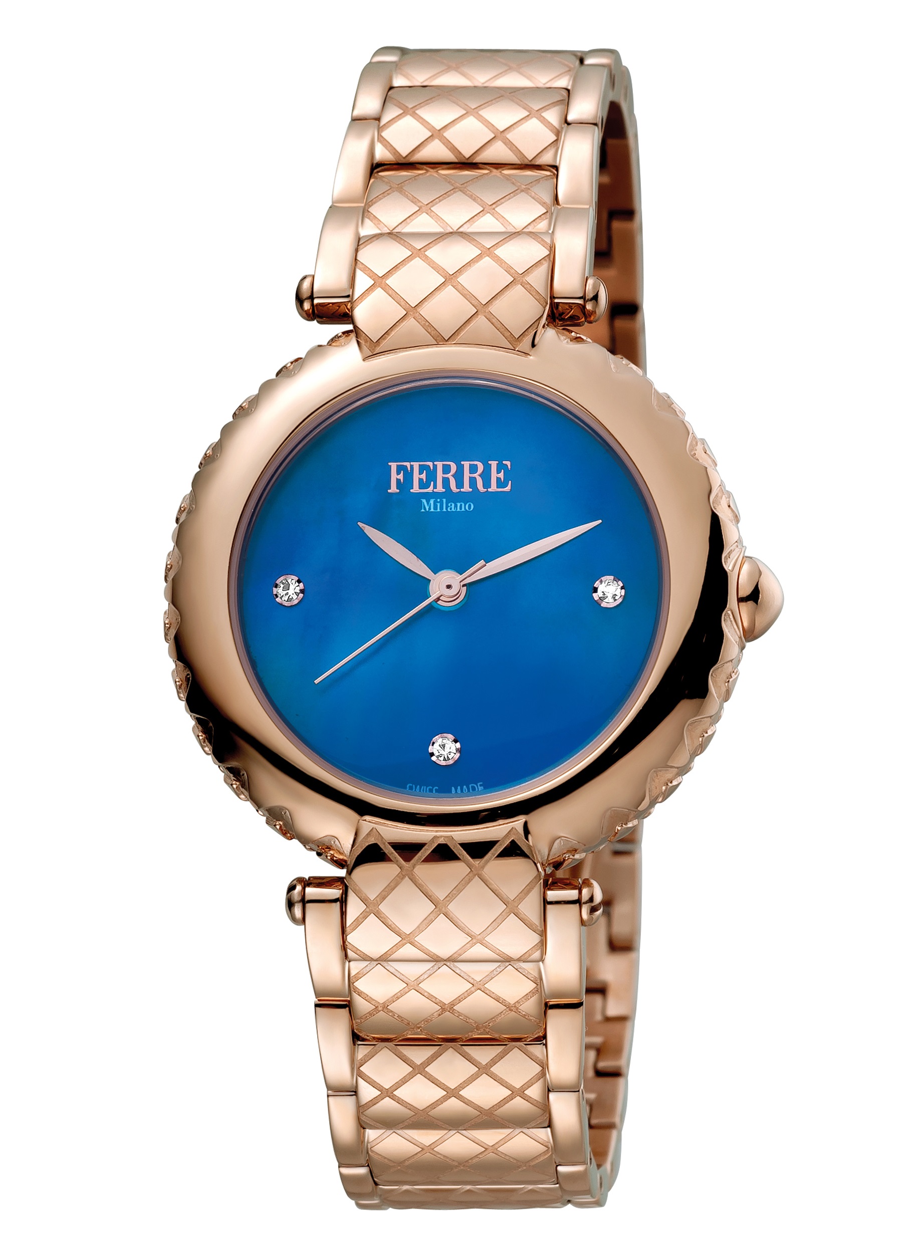 Ferre Milano FM1L099M0071 Womens Silver, Inner White Mother of Pearl Dial Stainless Steel Watch - Rose Gold - One Size